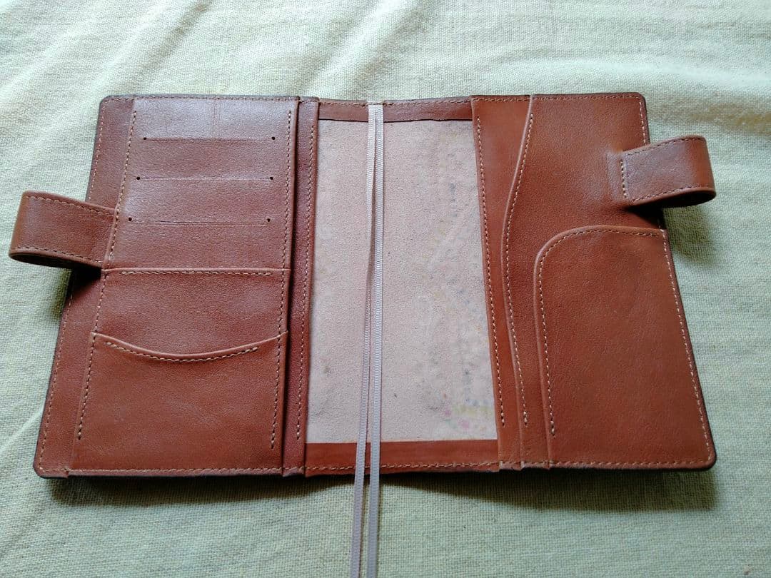 ほぼ日手帳対応、文庫サイズカバー　牛革　刻印＆拭き染め