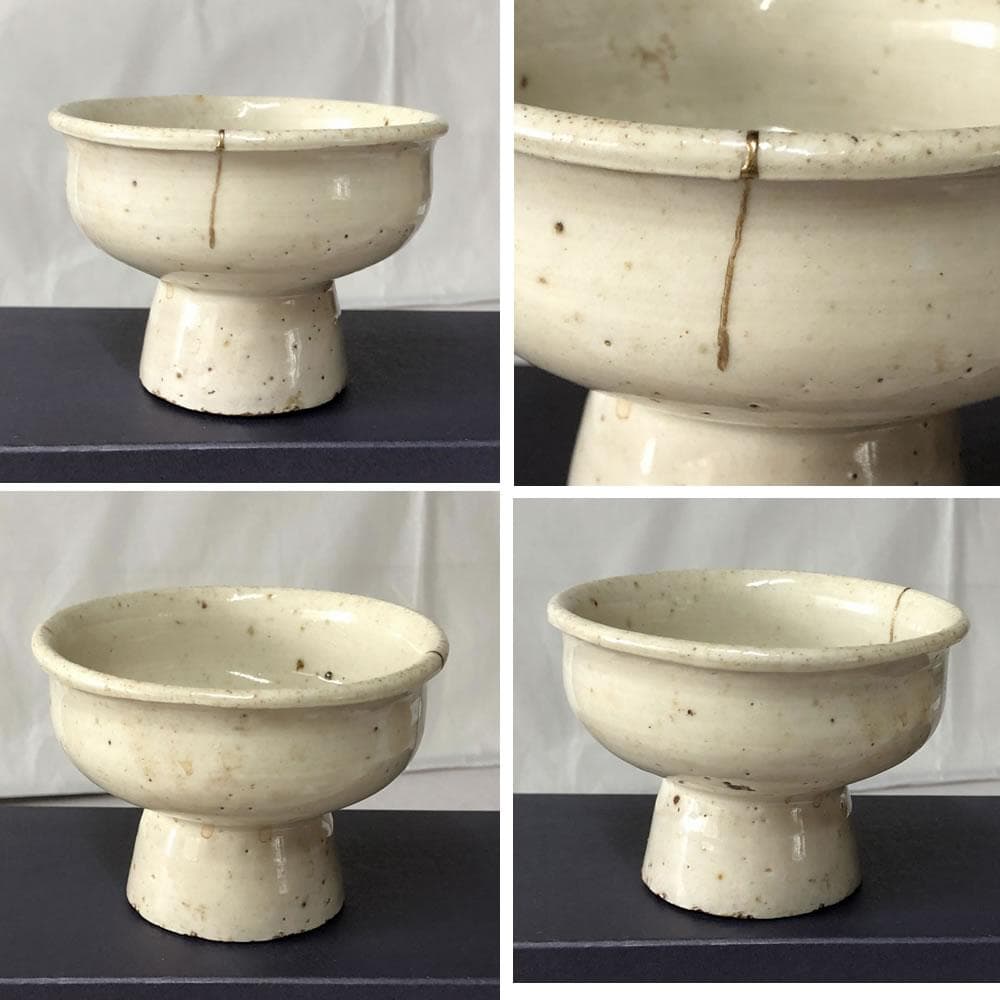 w089 李朝 白磁 馬上杯 金直し 木箱入り 酒器 - メルカリ