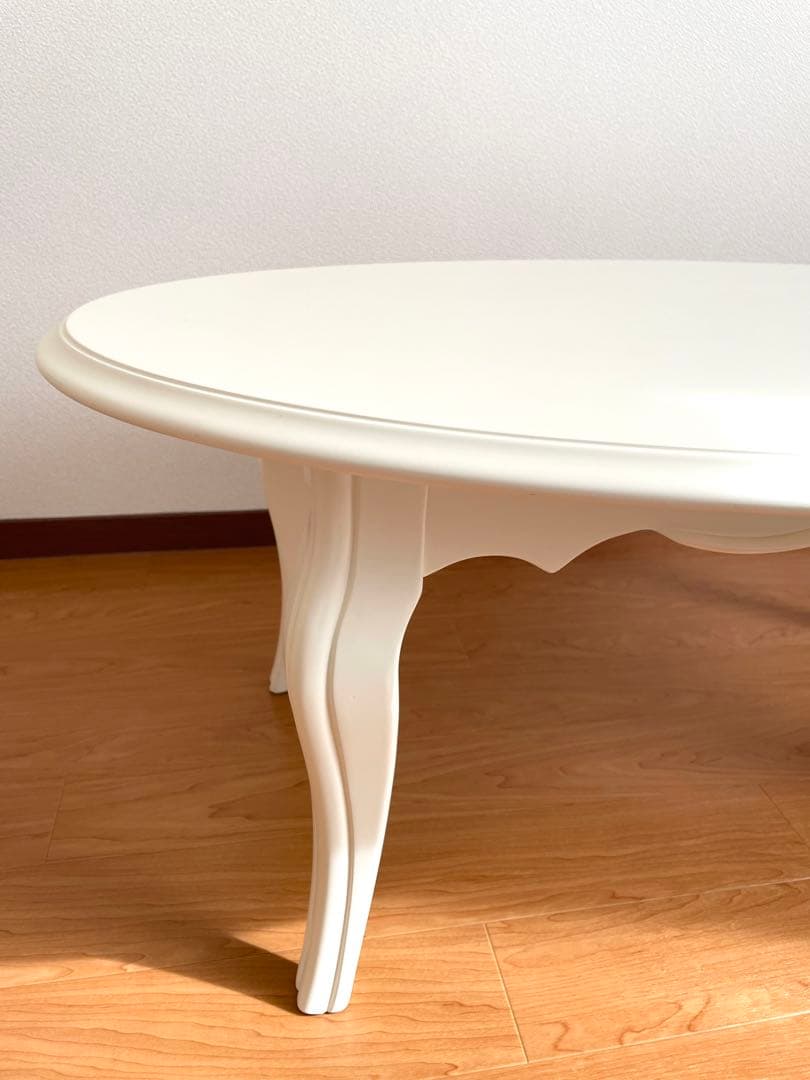 猫足ローテーブル フレンチ ロココ調 エレガント オーバル ホワイト
