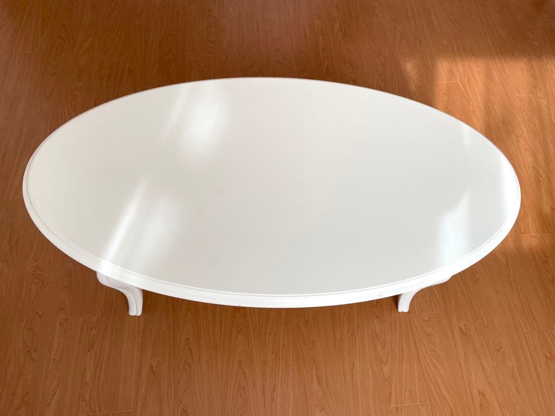 猫足ローテーブル フレンチ ロココ調 エレガント オーバル ホワイト