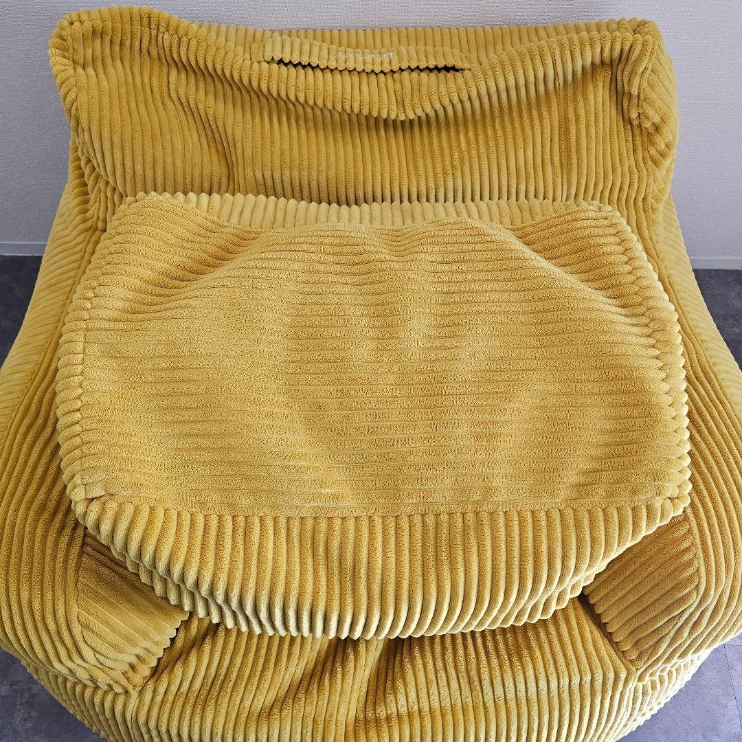 LOOSY 1人掛けビーズソファ ソファ+オットマン mustard色