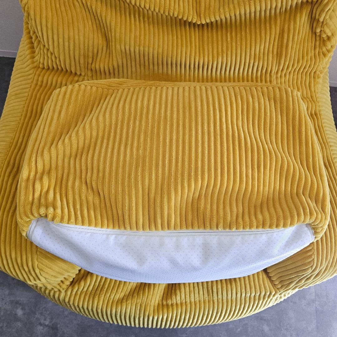 LOOSY 1人掛けビーズソファ ソファ+オットマン mustard色