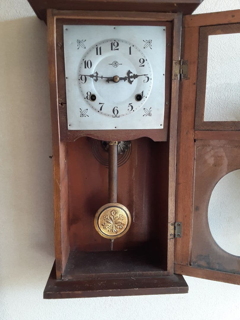 大正ロマン、機械式柱時計、分解掃除、調整油注入済み、動作品