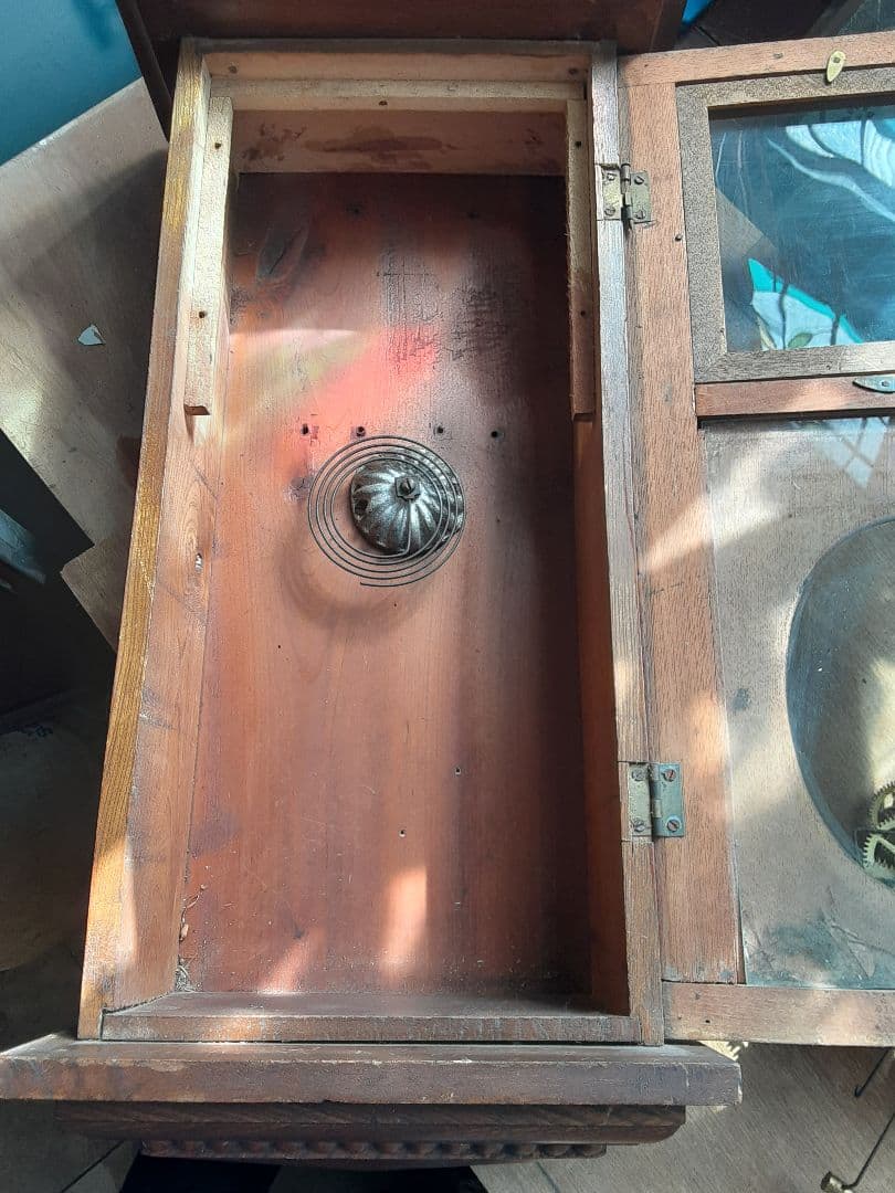 大正ロマン、機械式柱時計、分解掃除、調整油注入済み、動作品