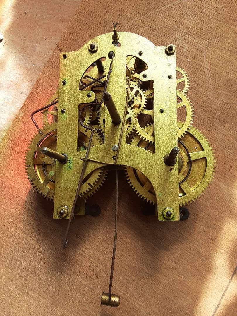 大正ロマン、機械式柱時計、分解掃除、調整油注入済み、動作品