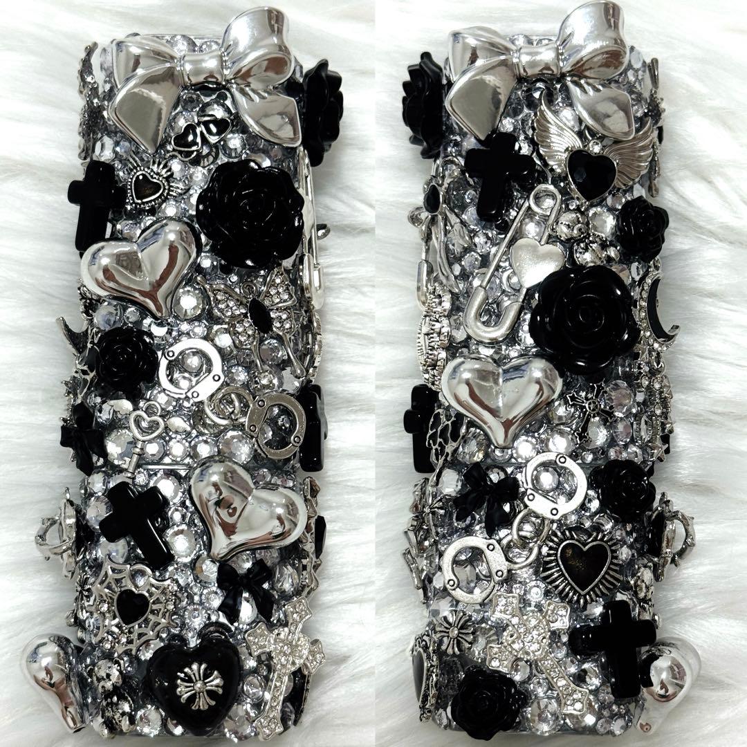 iQOSケース デコ アイコスケース ギャルy2k 埋めつくし シルバー