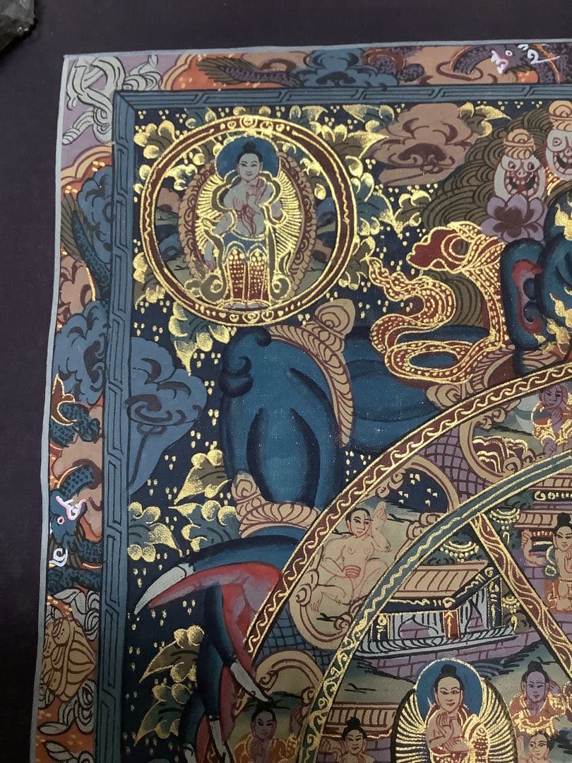 《 チベット密教　新品　1点物 》 手描き　曼荼羅　仏陀　六道輪廻　仏教　c4