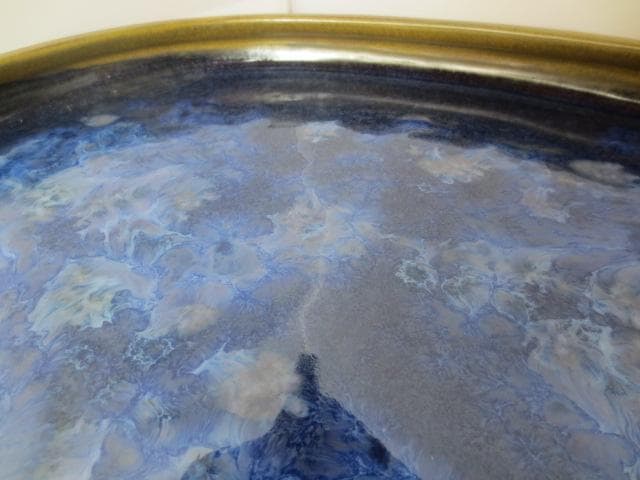 水盤　陶翠　黄釉小判型　水石　花道　幅45㎝　　R7/12/20-1