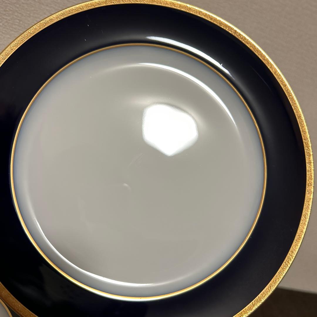 大倉陶園　ロイヤルブルー　瑠璃金彩金蝕　ディナープレート　25.5cm