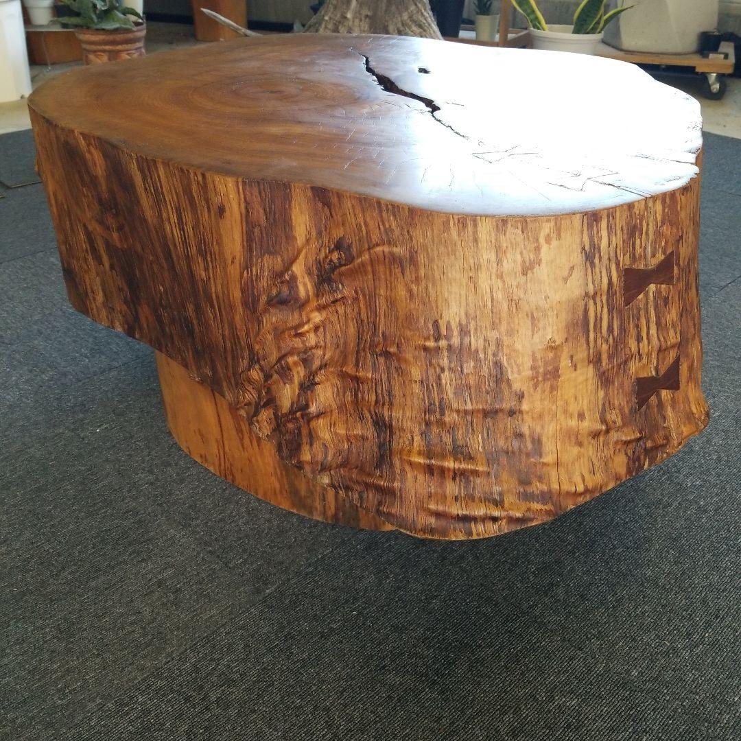 無垢板テーブル　楠の木　極厚　二股　希少！メルカリ頼める便発送❗