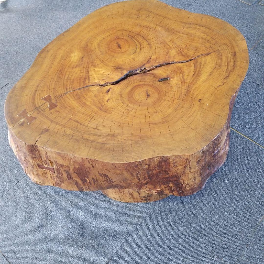 無垢板テーブル　楠の木　極厚　二股　希少！メルカリ頼める便発送❗