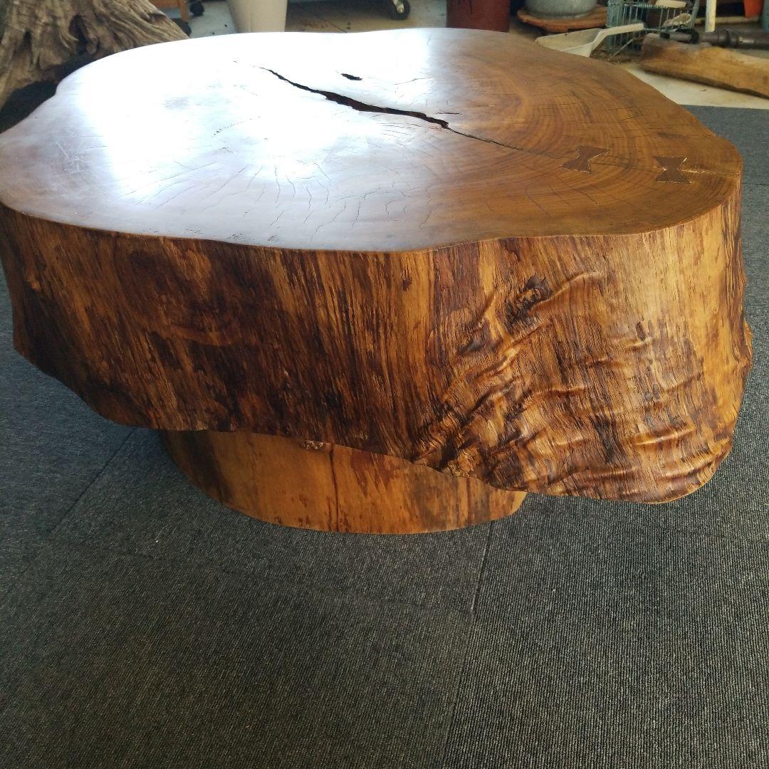 無垢板テーブル　楠の木　極厚　二股　希少！メルカリ頼める便発送❗