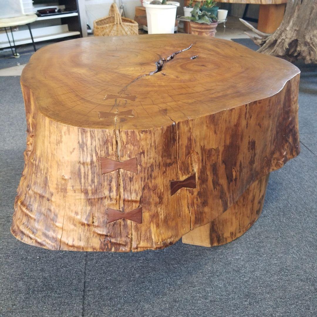 無垢板テーブル　楠の木　極厚　二股　希少！メルカリ頼める便発送❗