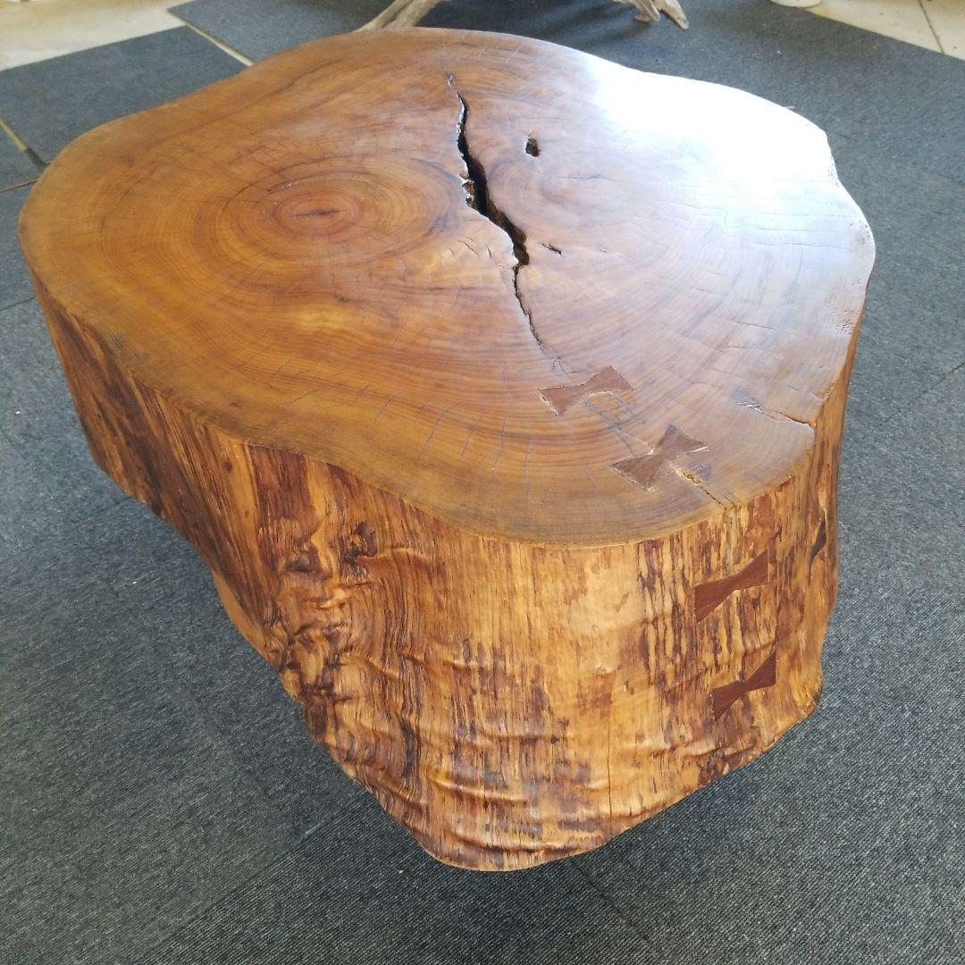 無垢板テーブル　楠の木　極厚　二股　希少！メルカリ頼める便発送❗