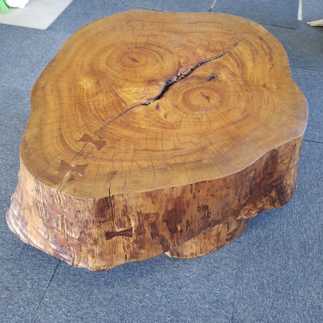 無垢板テーブル　楠の木　極厚　二股　希少！メルカリ頼める便発送❗
