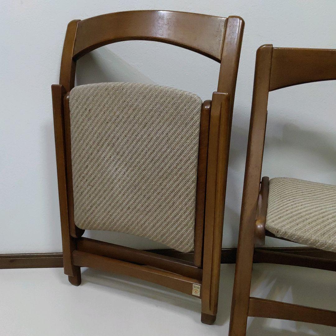 2脚 FUJI 富士木工 フォールディングチェア 折りたたみ椅子 希少 骨董品