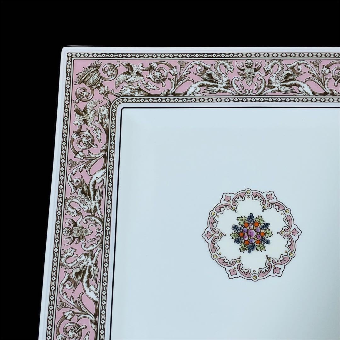 【未使用】ウェッジウッド フロレンティーン ピンク スクエアプレート