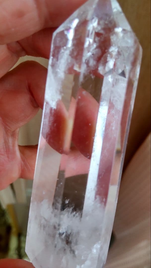 クリア感抜群☆クォーツインクォーツ水晶 ポイント型 約8.2cm 高透明度