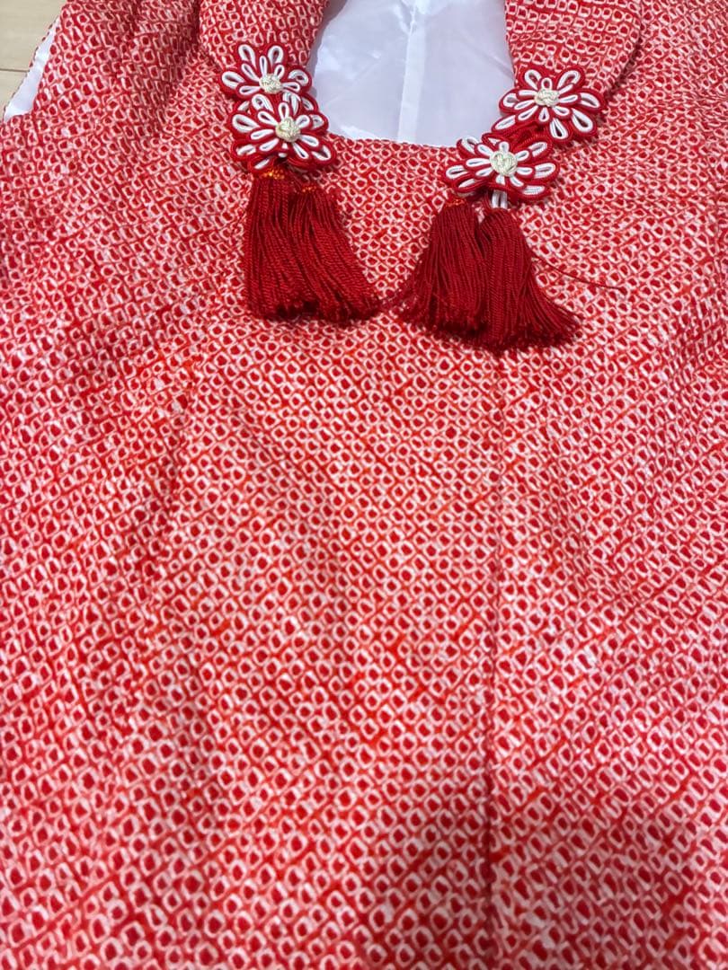 3歳七五三 古典柄レトロ着物と総絞り被布セット