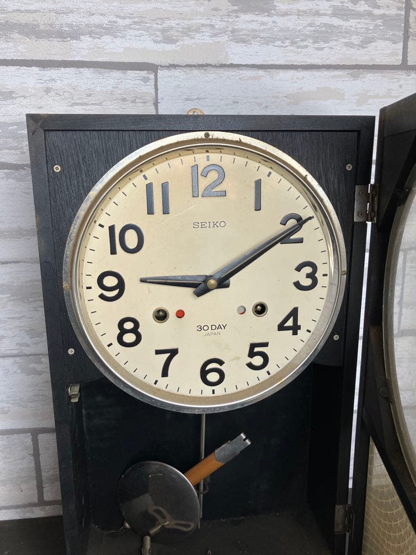 昭和レトロ SEIKO 30DAY 掛け時計 ゼンマイ式 振り子時計 動作未確認