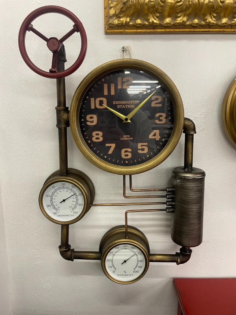 時計 壁掛け時計 掛時計 ウォールクロック インダストリアル ガスパイプ レトロ