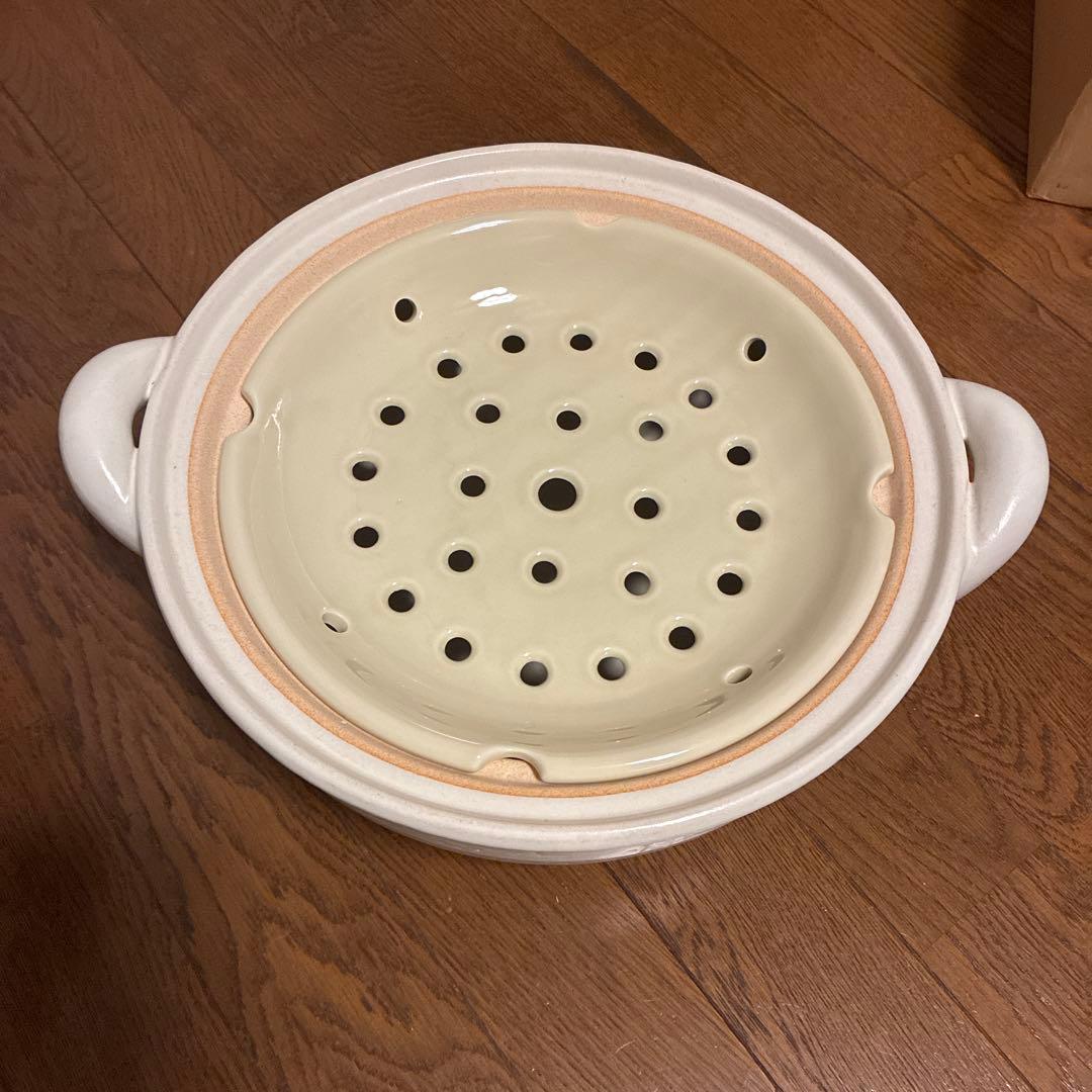 未使用 長谷園　ヘルシー蒸し鍋　大　土鍋　直径約30㎝　伊賀焼