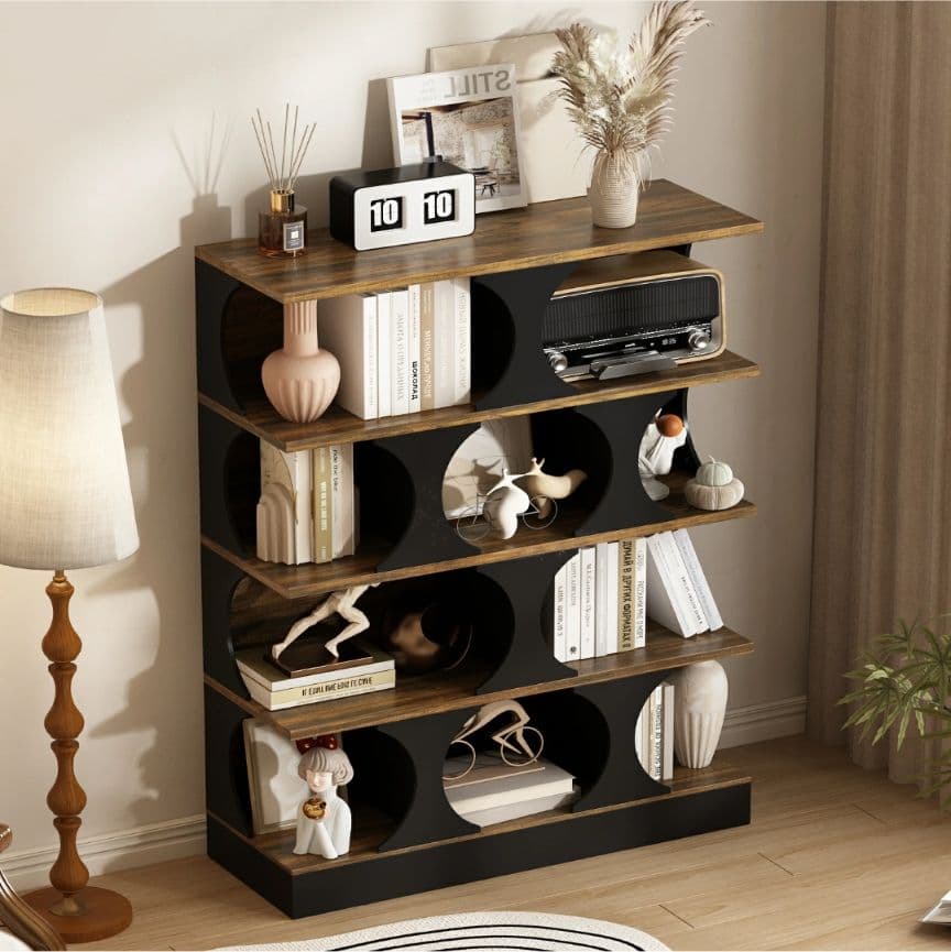 最終価格✨木製オープンラック 110×150 大容量4段収納棚 北欧風 組立式