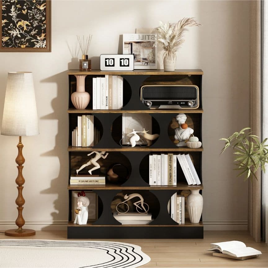 最終価格✨木製オープンラック 110×150 大容量4段収納棚 北欧風 組立式