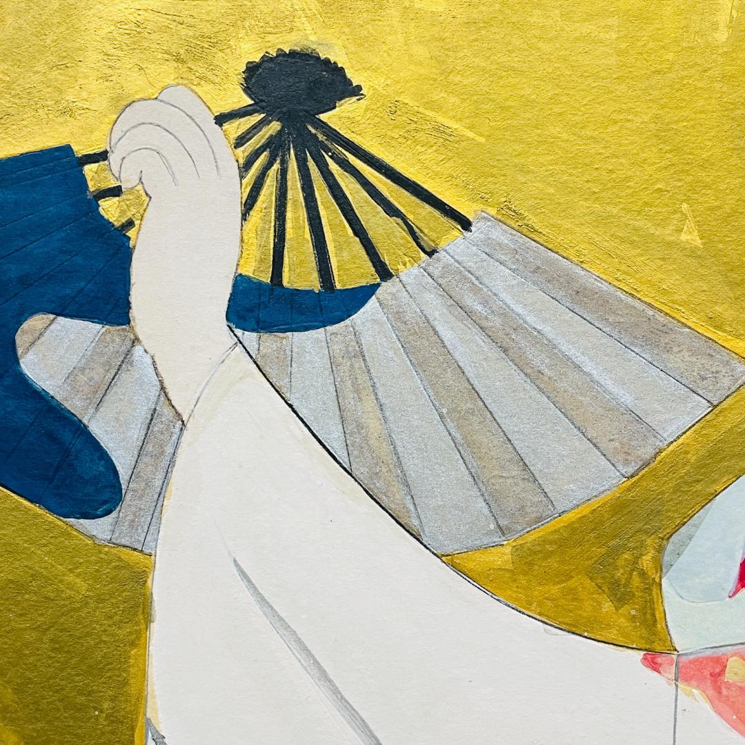 真作保証 伊東深水『扇子』肉筆 日本画 美人画 画寸h44.5×