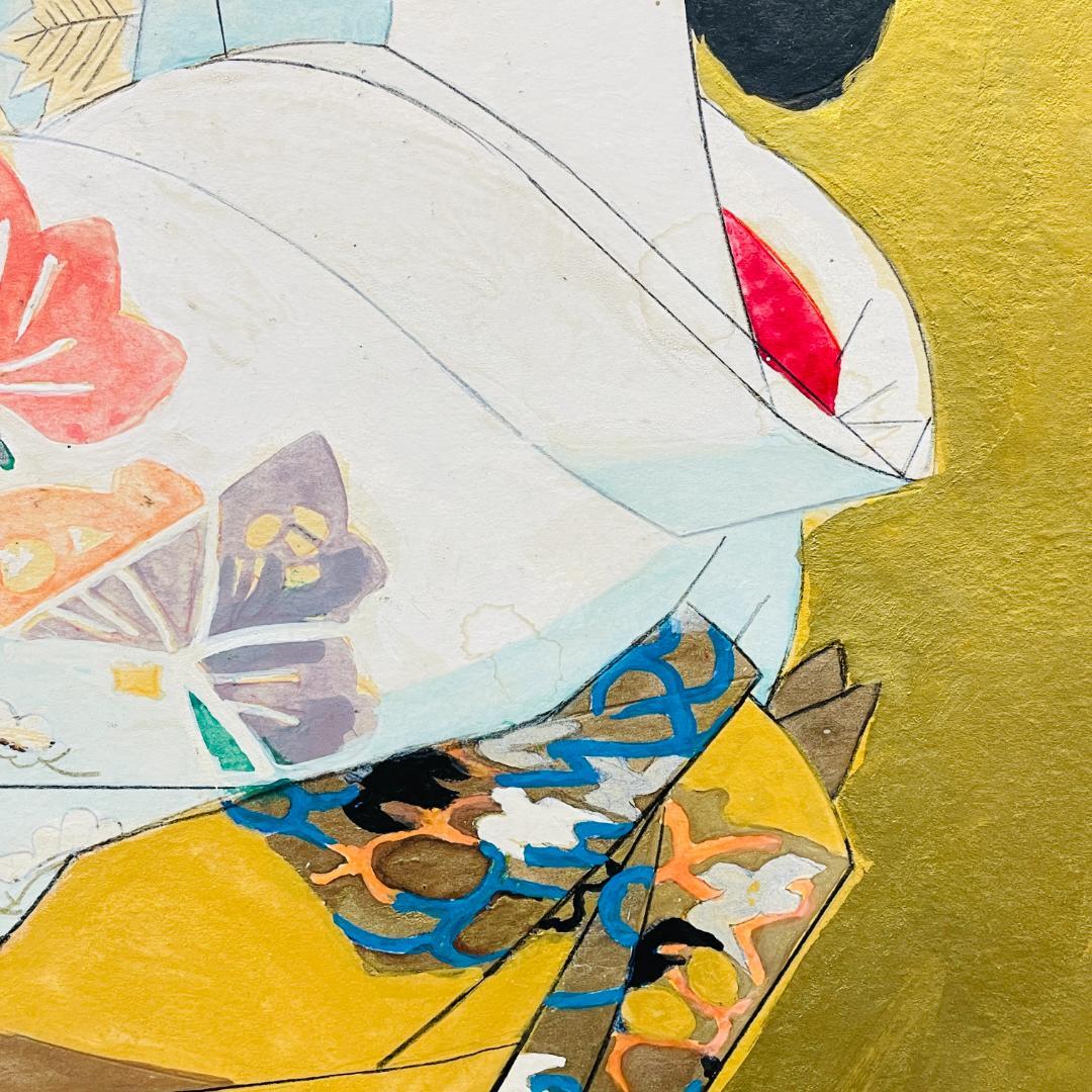 真作保証 伊東深水『扇子』肉筆 日本画 美人画 画寸h44.5×