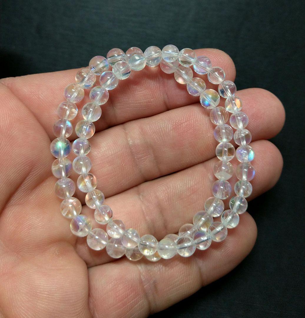 【高品質】レインボームーンストーン　５㎜＆６㎜《マダガスカル産》良質　天然　虹