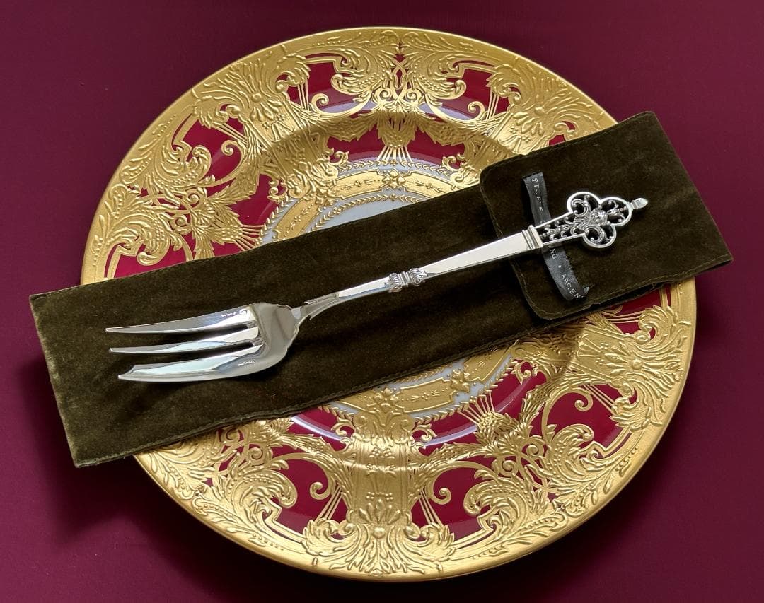 参考90万円 クリストフル ルネッサンス スターリングシルバーサービングフォーク