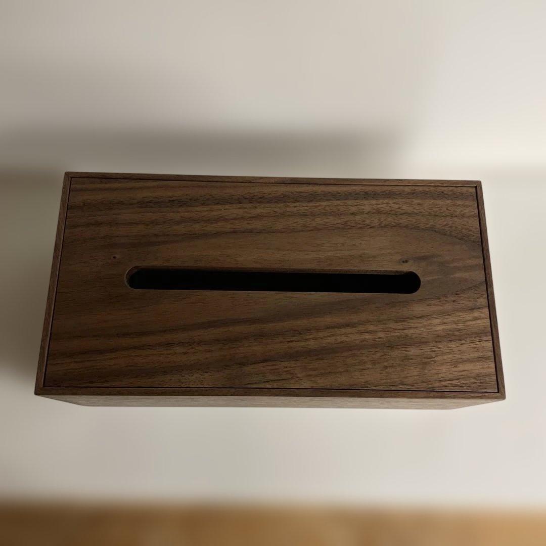 ウォールナット　ティッシュケース　無垢