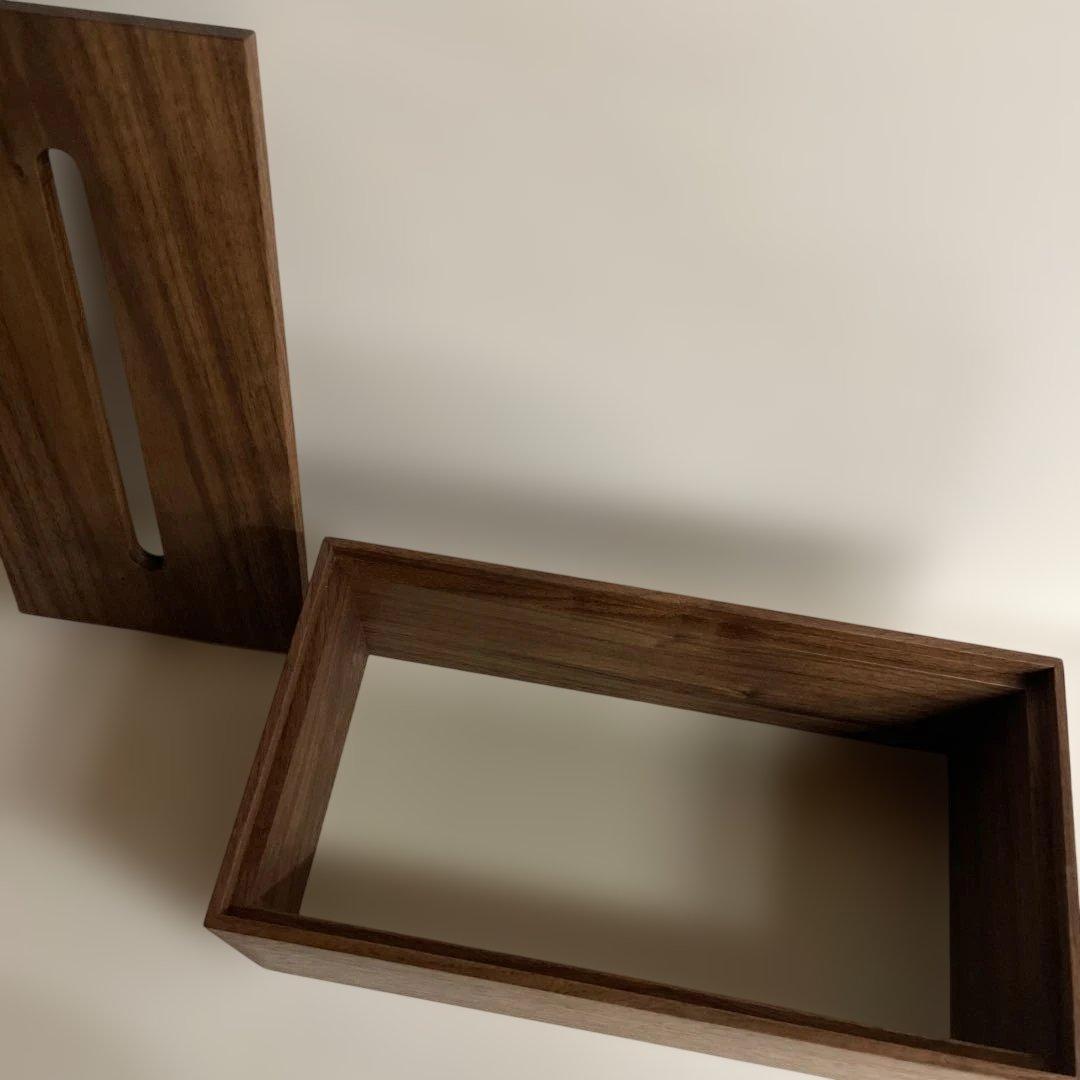 ウォールナット　ティッシュケース　無垢