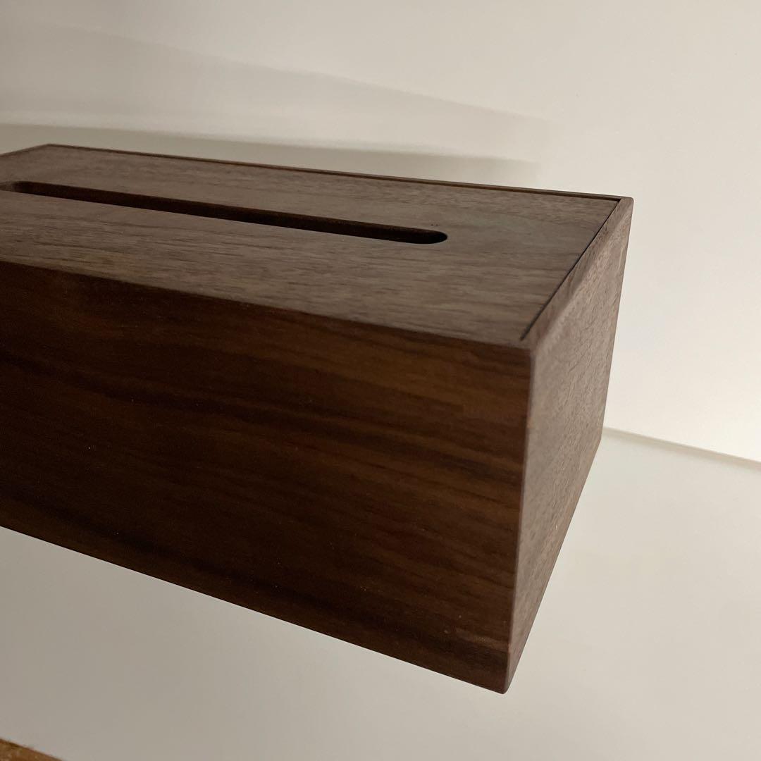 ウォールナット　ティッシュケース　無垢