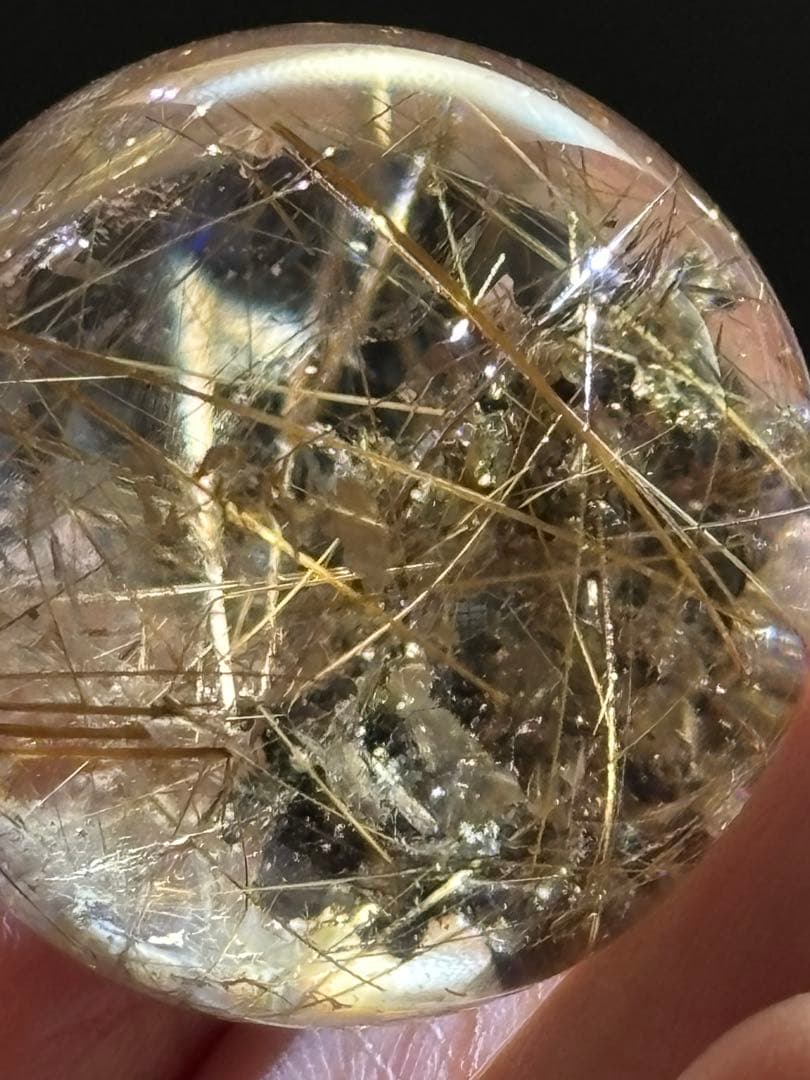 レア　タイチンルチルクォーツマイカ共生　スフィア2.78cm 透明度抜群　虹有り