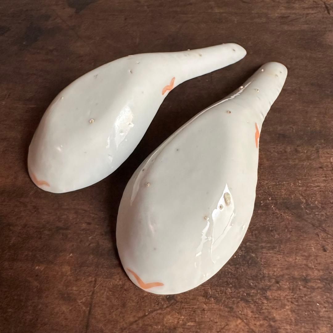 【希少】清朝期 色絵 蝶の図 散蓮華 2客 中国古玩 中国美術 骨董品