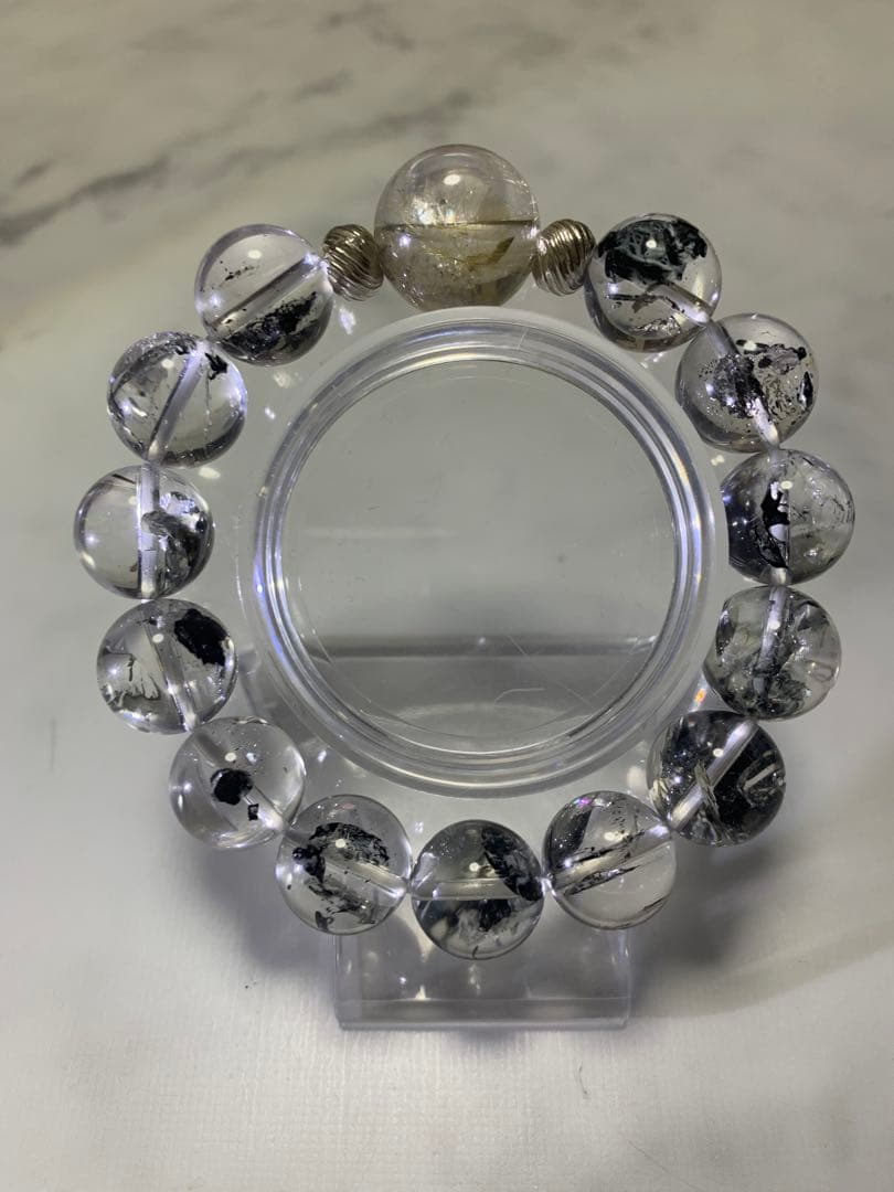 エレスチャルクォーツ14ミリ　内径16.5 ヴィーナスルチル17ミリ　高品質