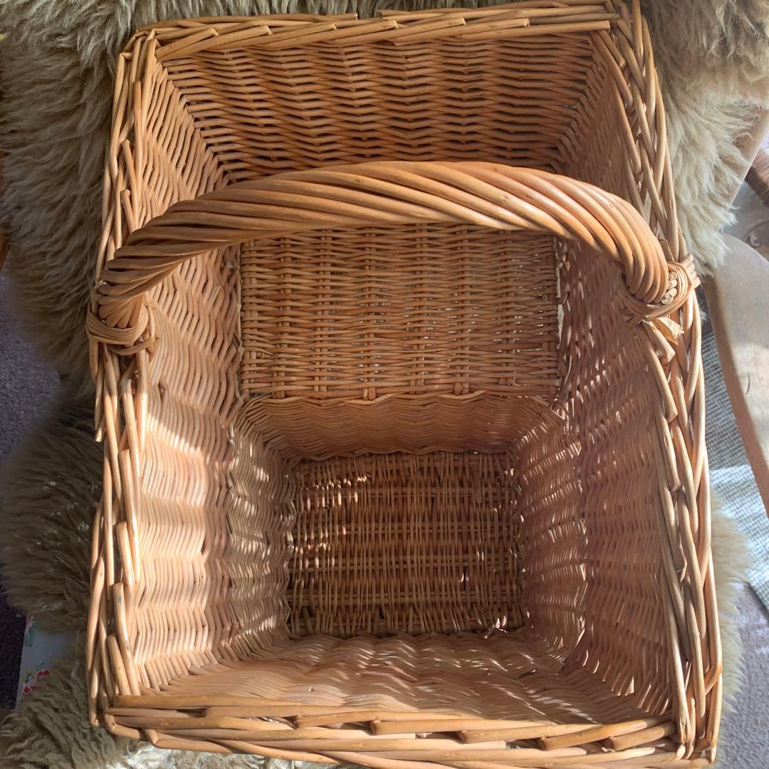 レア　ヴィンテージラタン　かご　階段収納　バスケット　ヴィンテージラタン