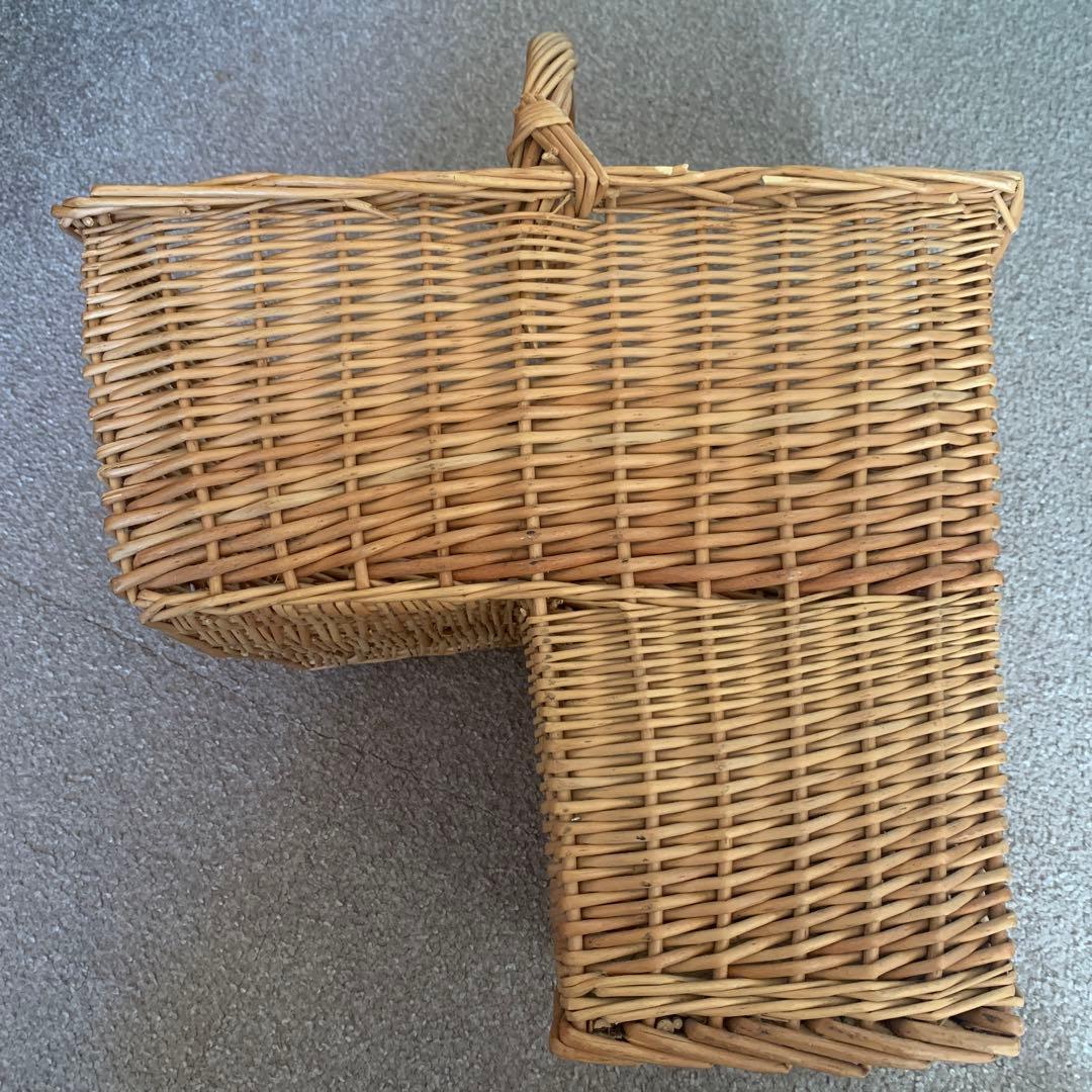 レア　ヴィンテージラタン　かご　階段収納　バスケット　ヴィンテージラタン