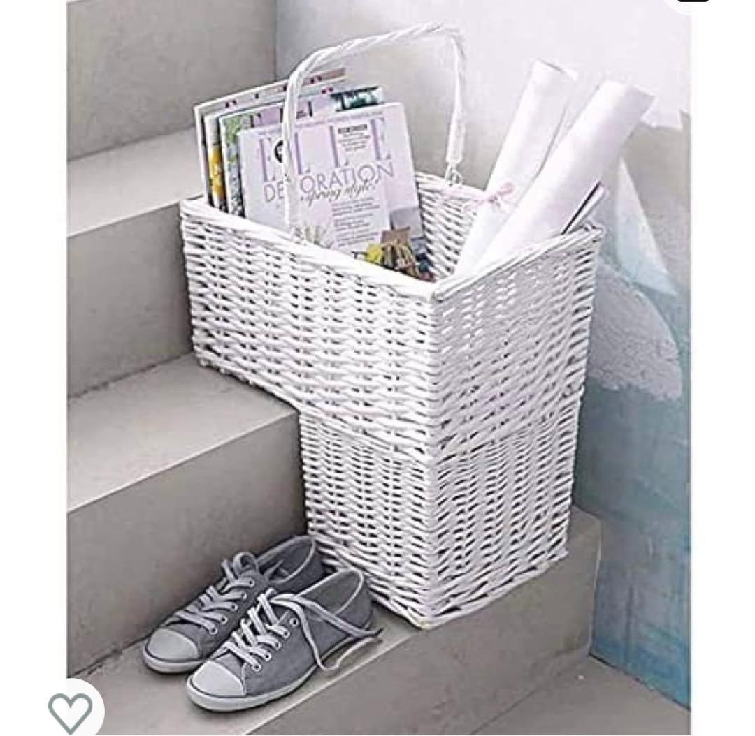 レア　ヴィンテージラタン　かご　階段収納　バスケット　ヴィンテージラタン