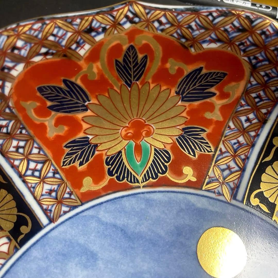 青藍窯 古伊万里 金襴手 染錦金彩 月夜 波に兎図 飾皿 飾り皿 大皿