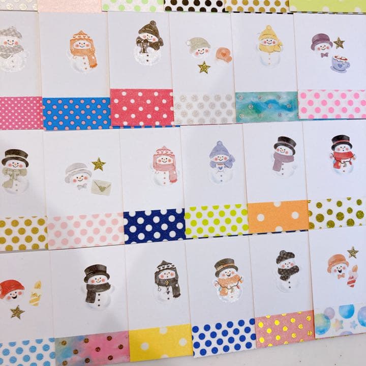 手書きサンキューカード　30枚　ゆきだるま