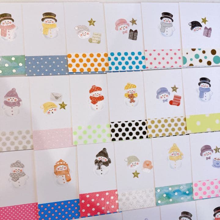 手書きサンキューカード　30枚　ゆきだるま