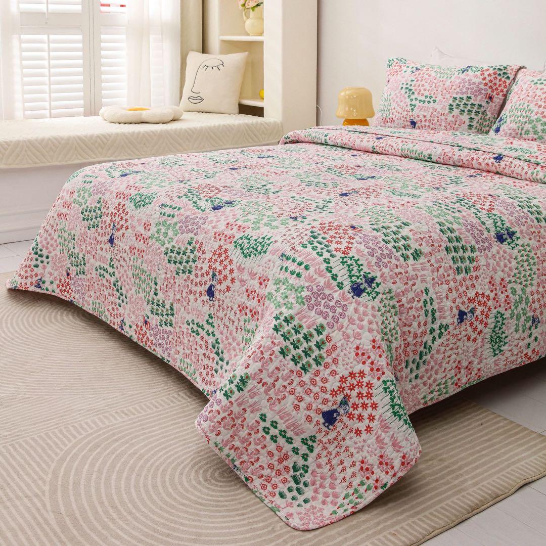 キルトベッドカバー3点セット綿マルチカバー キルティング 858