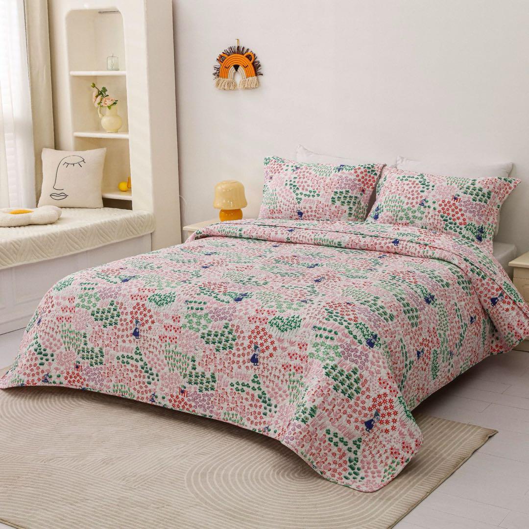 キルトベッドカバー3点セット綿マルチカバー キルティング 858