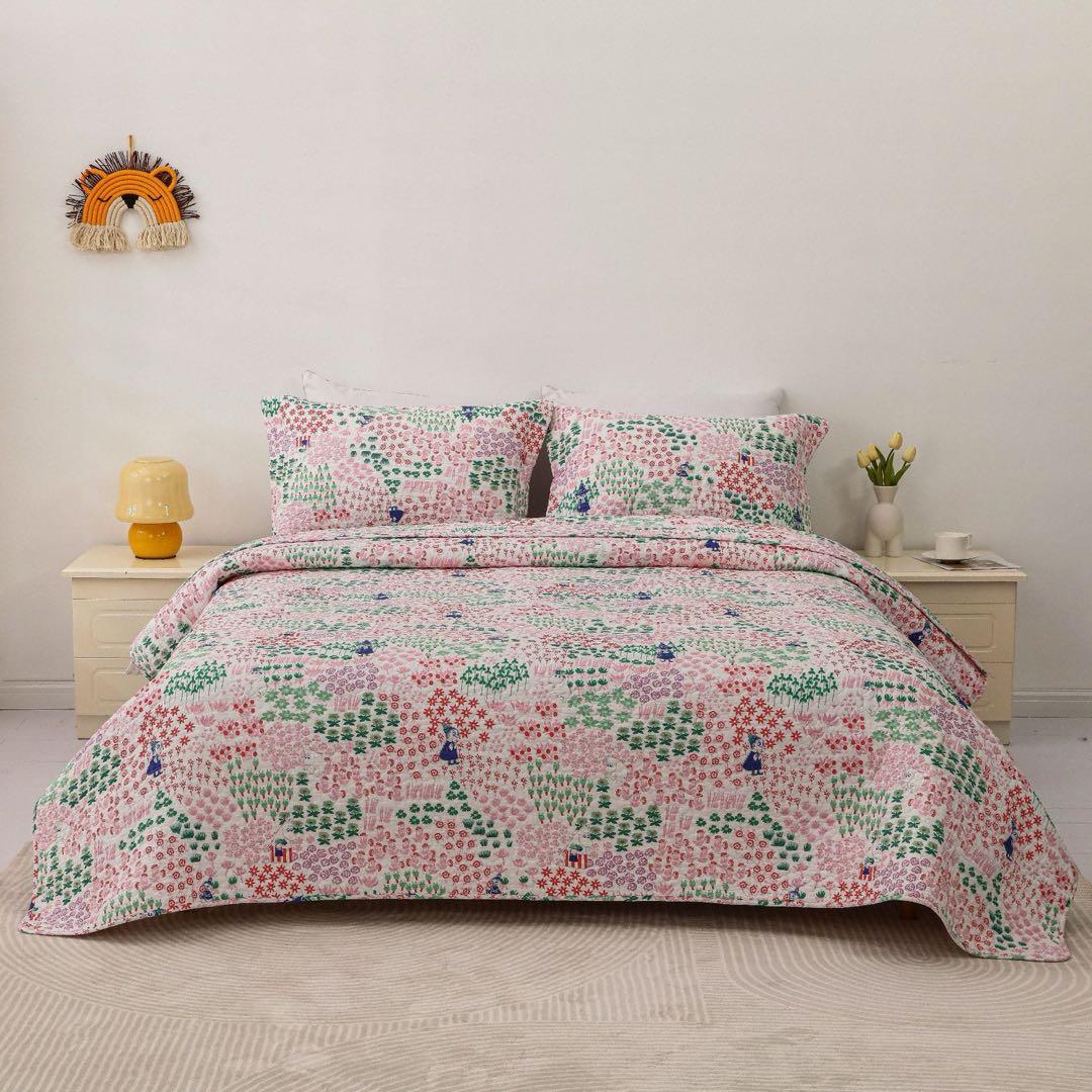 キルトベッドカバー3点セット綿マルチカバー キルティング 858