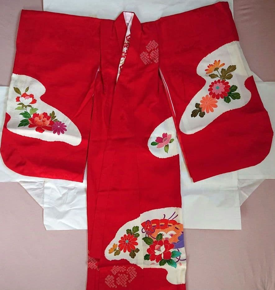 ③七五三 着物 赤 半襟付