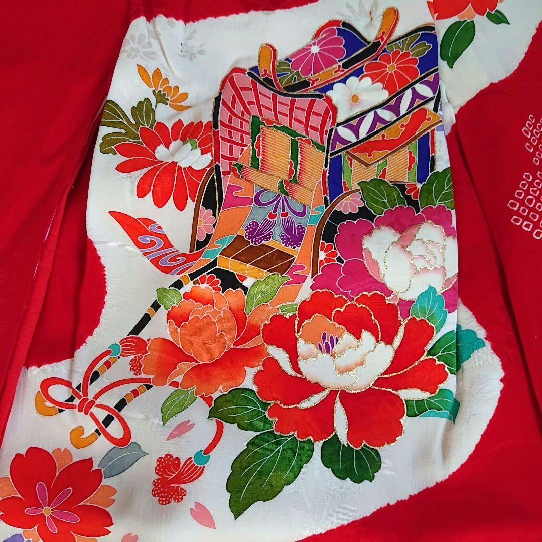 ③七五三 着物 赤 半襟付