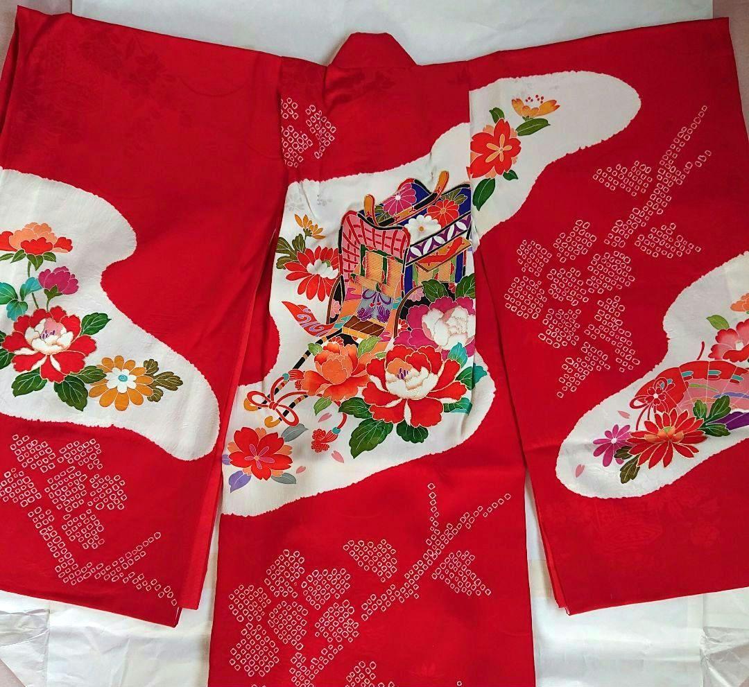 ③七五三 着物 赤 半襟付